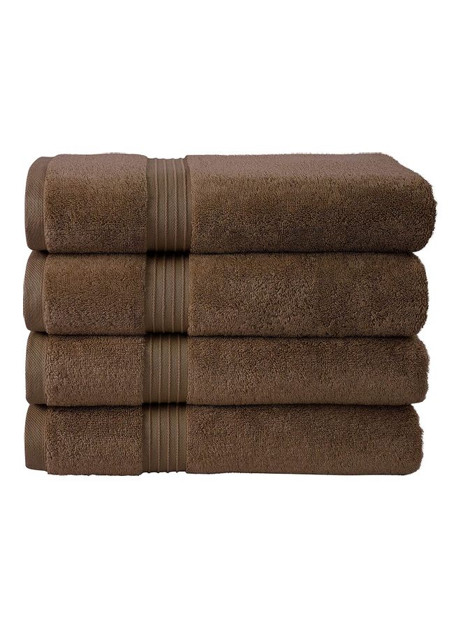 Bliss Casa Bliss Casa 4-Piece Bath Towels, 100% Combed Cotton 550 GSM Superior Quality, Quick Dry Highly Absorbent Thick Soft Hotel Towles for Bath And Spa Bathroom Towel Set Brown 70x140cm Brown 70x140cm  - Image 1