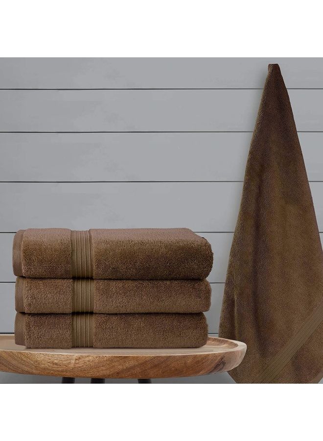 Bliss Casa Bliss Casa 4-Piece Bath Towels, 100% Combed Cotton 550 GSM Superior Quality, Quick Dry Highly Absorbent Thick Soft Hotel Towles for Bath And Spa Bathroom Towel Set Brown 70x140cm Brown 70x140cm  - Image 3