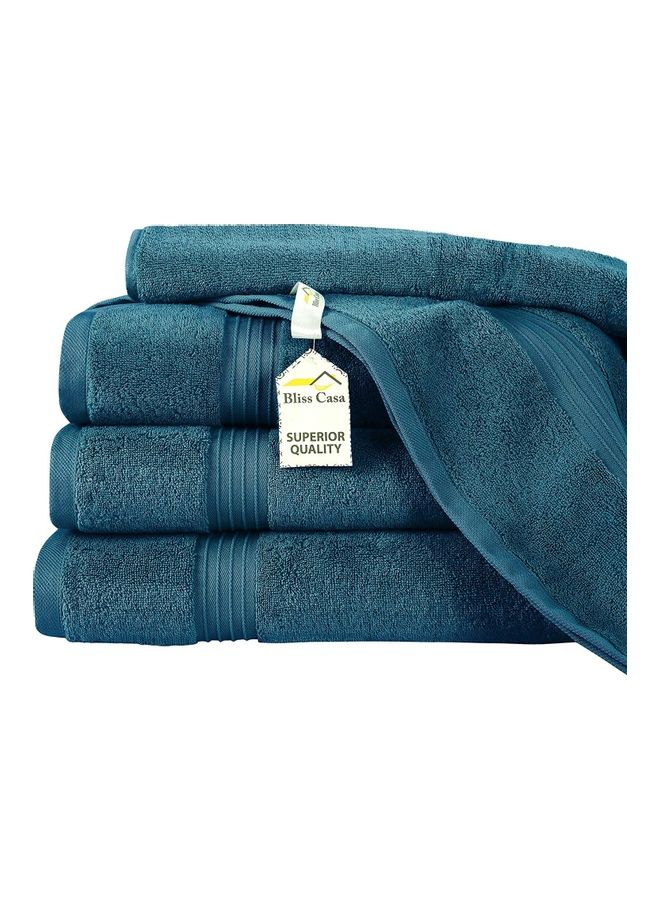 Bliss Casa - Bliss Casa 4-Piece Bath Towels, 100% Combed Cotton 550 GSM Superior Quality, Quick Dry Highly Absorbent Thick Soft Hotel Towles for Bath And Spa Bathroom Towel Set Navy 70x140cm Navy 70x140cm - Image 1