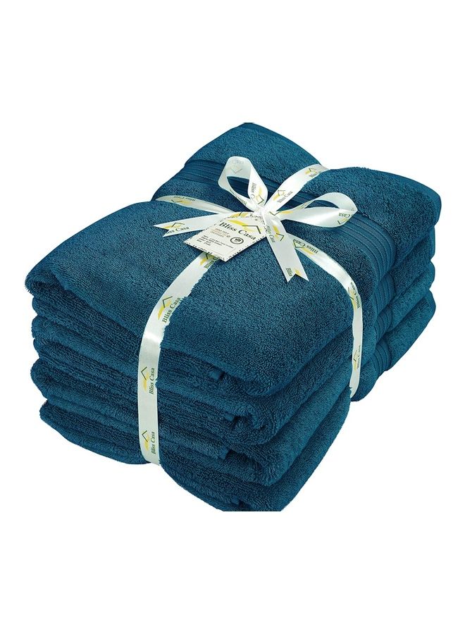 Bliss Casa - Bliss Casa 4-Piece Bath Towels, 100% Combed Cotton 550 GSM Superior Quality, Quick Dry Highly Absorbent Thick Soft Hotel Towles for Bath And Spa Bathroom Towel Set Navy 70x140cm Navy 70x140cm - Image 1