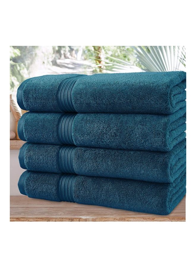 Bliss Casa - Bliss Casa 4-Piece Bath Towels, 100% Combed Cotton 550 GSM Superior Quality, Quick Dry Highly Absorbent Thick Soft Hotel Towles for Bath And Spa Bathroom Towel Set Navy 70x140cm Navy 70x140cm - Image 1