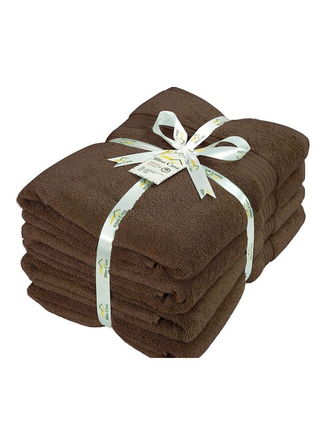 Bliss Casa Bliss Casa 4-Piece Bath Towels, 100% Combed Cotton 550 GSM Superior Quality, Quick Dry Highly Absorbent Thick Soft Hotel Towles for Bath And Spa Bathroom Towel Set Brown 70x140cm Brown 70x140cm  - Image 2