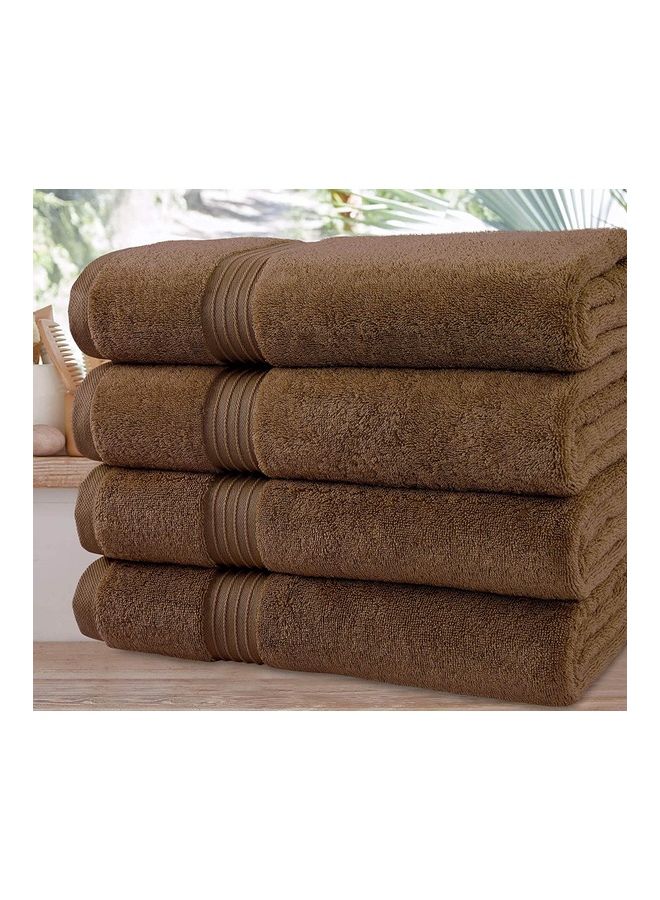 Bliss Casa Bliss Casa 4-Piece Bath Towels, 100% Combed Cotton 550 GSM Superior Quality, Quick Dry Highly Absorbent Thick Soft Hotel Towles for Bath And Spa Bathroom Towel Set Brown 70x140cm Brown 70x140cm  - Image 4