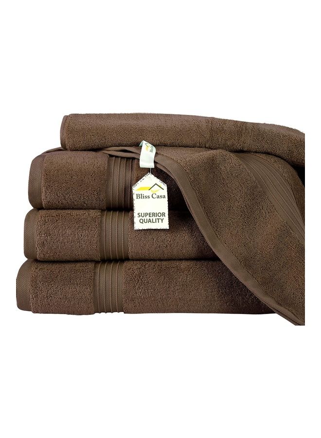 Bliss Casa Bliss Casa 4-Piece Bath Towels, 100% Combed Cotton 550 GSM Superior Quality, Quick Dry Highly Absorbent Thick Soft Hotel Towles for Bath And Spa Bathroom Towel Set Brown 70x140cm Brown 70x140cm  - Image 5