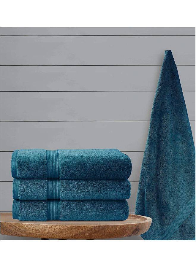 Bliss Casa - Bliss Casa 4-Piece Bath Towels, 100% Combed Cotton 550 GSM Superior Quality, Quick Dry Highly Absorbent Thick Soft Hotel Towles for Bath And Spa Bathroom Towel Set Navy 70x140cm Navy 70x140cm - Image 1