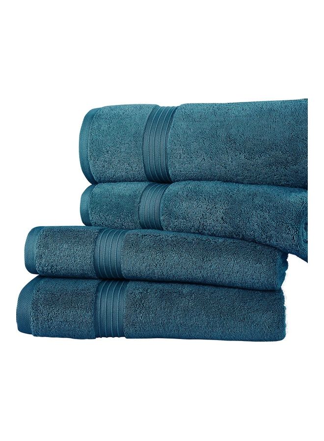 Bliss Casa - Bliss Casa 4-Piece Bath Towels, 100% Combed Cotton 550 GSM Superior Quality, Quick Dry Highly Absorbent Thick Soft Hotel Towles for Bath And Spa Bathroom Towel Set Navy 70x140cm Navy 70x140cm - Image 1