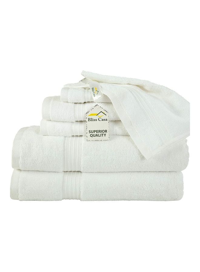 Bliss Casa - Bliss Casa 6-Piece Towel Set, 100% Combed Cotton 550 GSM Superior Quality, Quick Dry Highly Absorbent Thick Bathroom Soft Hotel Towels for Bath And Spa, Towel Set Includes 2 Bath Towels (70x140 cm), 2 Hand Towels (40x70 cm), 2 Washcloths (30x30 cm) White 70x140cm - Image 1
