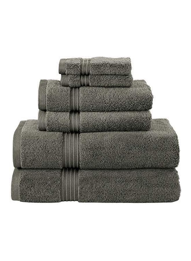 Bliss Casa - Bliss Casa 6-Piece Towel Set, 100% Combed Cotton 550 GSM Superior Quality, Quick Dry Highly Absorbent Thick Bathroom Soft Hotel Towels for Bath And Spa, Towel Set Includes 2 Bath Towels (70x140 cm), 2 Hand Towels (40x70 cm), 2 Washcloths (30x30 cm) Grey 70x140cm - Image 1