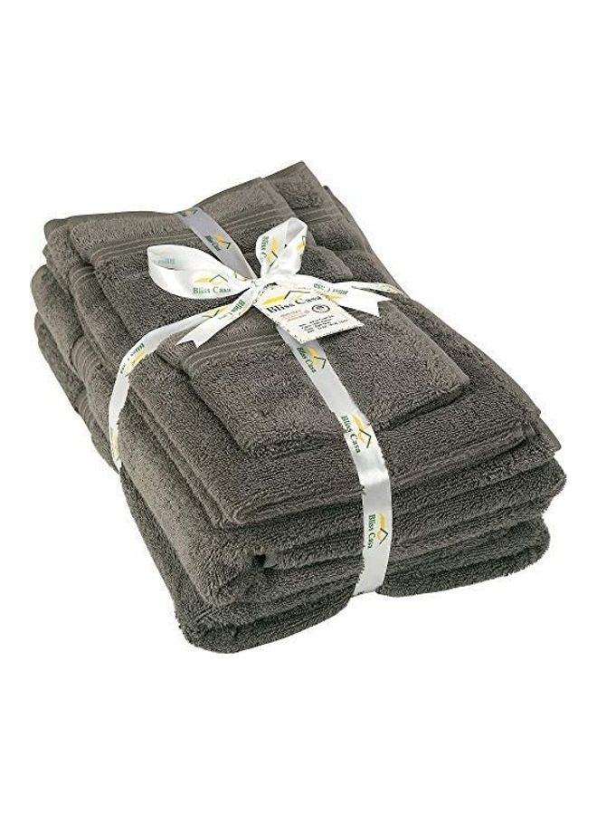 Bliss Casa - Bliss Casa 6-Piece Towel Set, 100% Combed Cotton 550 GSM Superior Quality, Quick Dry Highly Absorbent Thick Bathroom Soft Hotel Towels for Bath And Spa, Towel Set Includes 2 Bath Towels (70x140 cm), 2 Hand Towels (40x70 cm), 2 Washcloths (30x30 cm) Grey 70x140cm - Image 1