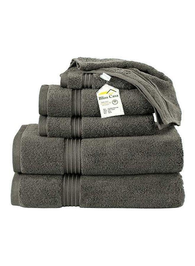 Bliss Casa - Bliss Casa 6-Piece Towel Set, 100% Combed Cotton 550 GSM Superior Quality, Quick Dry Highly Absorbent Thick Bathroom Soft Hotel Towels for Bath And Spa, Towel Set Includes 2 Bath Towels (70x140 cm), 2 Hand Towels (40x70 cm), 2 Washcloths (30x30 cm) Grey 70x140cm - Image 1