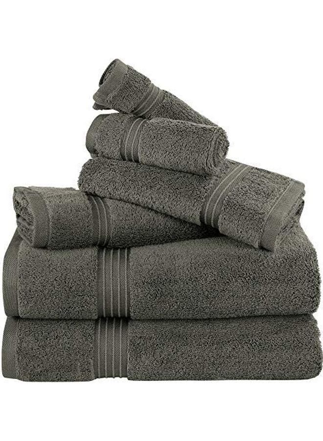 Bliss Casa - Bliss Casa 6-Piece Towel Set, 100% Combed Cotton 550 GSM Superior Quality, Quick Dry Highly Absorbent Thick Bathroom Soft Hotel Towels for Bath And Spa, Towel Set Includes 2 Bath Towels (70x140 cm), 2 Hand Towels (40x70 cm), 2 Washcloths (30x30 cm) Grey 70x140cm - Image 1