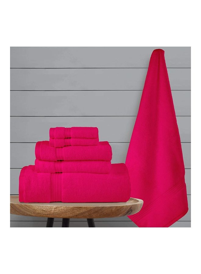 بليس كاسا طقم مناشف من القطن الممشط بنسبة 100% بوزن 600 جرام لكل متر مربع وفائقة الامتصاص وبجودة فندقية ناعمة وسميكة للحمام والمنتجعات الصحية مكونة من 2 مناشف XBATH مقاس 70x140 سم ومنشفتين لليد مقاس 40×70 سم ومنشفتين لغسل الوجه وردي 70x140سم - Image 5