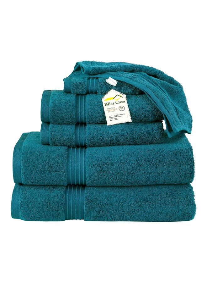 Bliss Casa Bliss Casa 6-Piece Towel Set, 100% Combed Cotton 550 GSM Superior Quality, Quick Dry Highly Absorbent Thick Bathroom Soft Hotel Towels for Bath And Spa, Towel Set Includes 2 Bath Towels (70x140 cm), 2 Hand Towels (40x70 cm), 2 Washcloths (30x30 cm) Navy 70x140cm  - Image 5