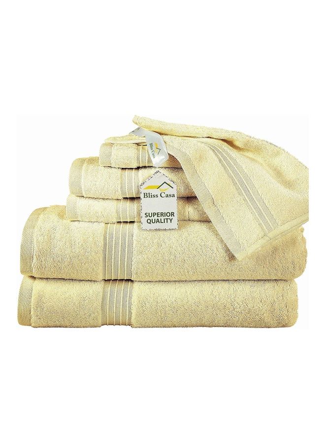 Bliss Casa - Bliss Casa 6-Piece Towel Set, 100% Combed Cotton 550 GSM Superior Quality, Quick Dry Highly Absorbent Thick Bathroom Soft Hotel Towels for Bath And Spa, Towel Set Includes 2 Bath Towels (70x140 cm), 2 Hand Towels (40x70 cm), 2 Washcloths (30x30 cm) Cream 70x140cm - Image 1