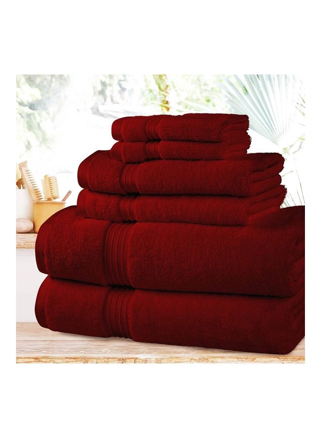 Bliss Casa - Bliss Casa 6-Piece Towel Set, 100% Combed Cotton 550 GSM Superior Quality, Quick Dry Highly Absorbent Thick Bathroom Soft Hotel Towels for Bath And Spa, Towel Set Includes 2 Bath Towels (70x140 cm), 2 Hand Towels (40x70 cm), 2 Washcloths (30x30 cm) Burgandy 70x140cm - Image 1