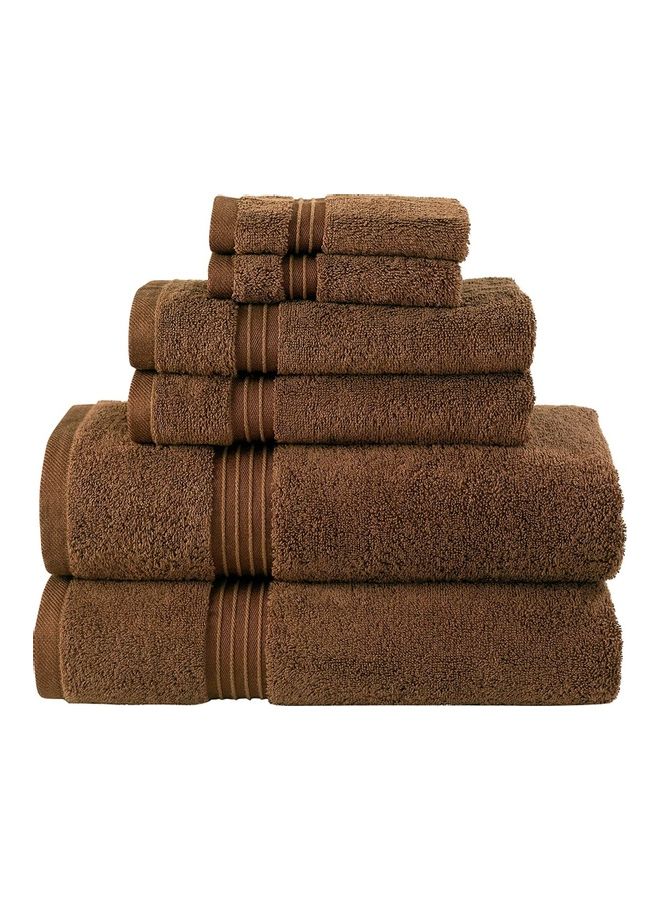 Bliss Casa Bliss Casa 6-Piece Towel Set, 100% Combed Cotton 550 GSM Superior Quality, Quick Dry Highly Absorbent Thick Bathroom Soft Hotel Towels for Bath And Spa, Towel Set Includes 2 Bath Towels (70x140 cm), 2 Hand Towels (40x70 cm), 2 Washcloths (30x30 cm) Brown 70x140cm  - Image 1