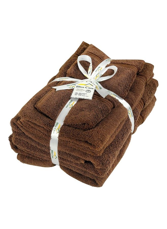 Bliss Casa Bliss Casa 6-Piece Towel Set, 100% Combed Cotton 550 GSM Superior Quality, Quick Dry Highly Absorbent Thick Bathroom Soft Hotel Towels for Bath And Spa, Towel Set Includes 2 Bath Towels (70x140 cm), 2 Hand Towels (40x70 cm), 2 Washcloths (30x30 cm) Brown 70x140cm  - Image 2