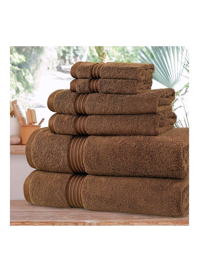Bliss Casa Bliss Casa 6-Piece Towel Set, 100% Combed Cotton 550 GSM Superior Quality, Quick Dry Highly Absorbent Thick Bathroom Soft Hotel Towels for Bath And Spa, Towel Set Includes 2 Bath Towels (70x140 cm), 2 Hand Towels (40x70 cm), 2 Washcloths (30x30 cm) Brown 70x140cm  - Image 3