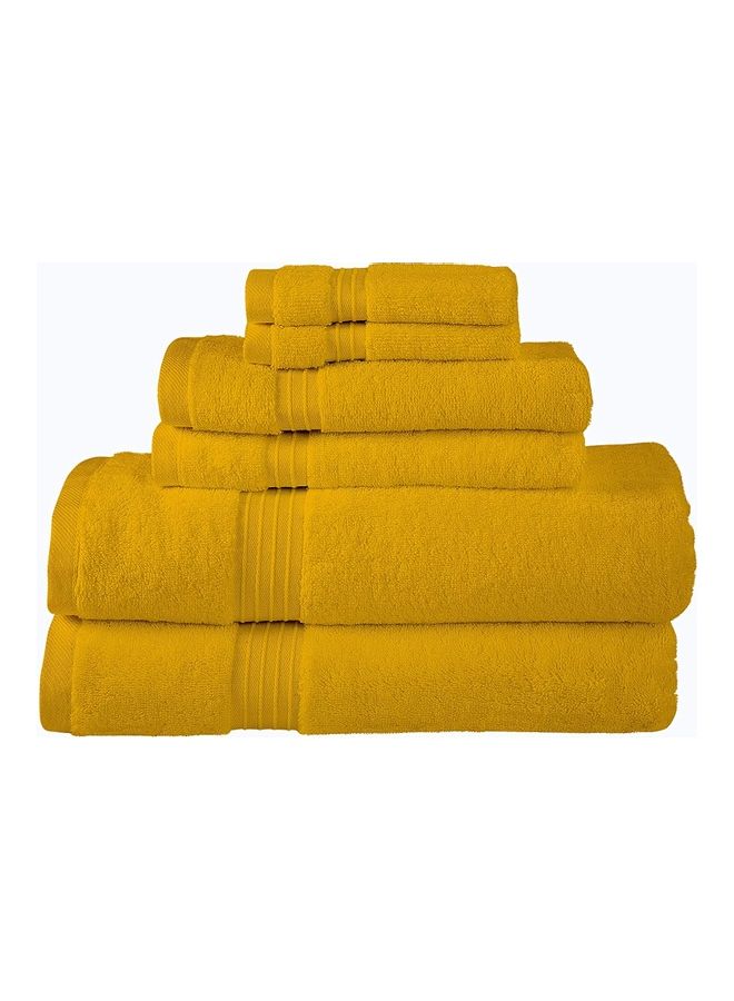 Bliss Casa Bliss Casa 6-Piece Towel Set, 100% Combed Cotton 550 GSM Superior Quality, Quick Dry Highly Absorbent Thick Bathroom Soft Hotel Towels for Bath And Spa, Towel Set Includes 2 Bath Towels (70x140 cm), 2 Hand Towels (40x70 cm), 2 Washcloths (30x30 cm) Yellow 70x140cm  - Image 1