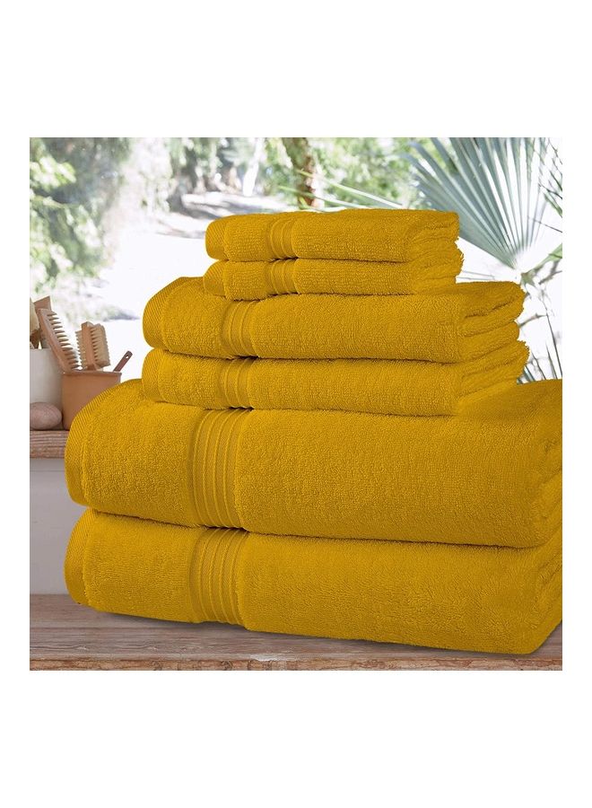 Bliss Casa Bliss Casa 6-Piece Towel Set, 100% Combed Cotton 550 GSM Superior Quality, Quick Dry Highly Absorbent Thick Bathroom Soft Hotel Towels for Bath And Spa, Towel Set Includes 2 Bath Towels (70x140 cm), 2 Hand Towels (40x70 cm), 2 Washcloths (30x30 cm) Yellow 70x140cm  - Image 3