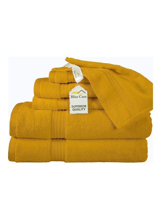 Bliss Casa Bliss Casa 6-Piece Towel Set, 100% Combed Cotton 550 GSM Superior Quality, Quick Dry Highly Absorbent Thick Bathroom Soft Hotel Towels for Bath And Spa, Towel Set Includes 2 Bath Towels (70x140 cm), 2 Hand Towels (40x70 cm), 2 Washcloths (30x30 cm) Yellow 70x140cm  - Image 4