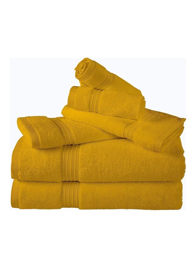 Bliss Casa Bliss Casa 6-Piece Towel Set, 100% Combed Cotton 550 GSM Superior Quality, Quick Dry Highly Absorbent Thick Bathroom Soft Hotel Towels for Bath And Spa, Towel Set Includes 2 Bath Towels (70x140 cm), 2 Hand Towels (40x70 cm), 2 Washcloths (30x30 cm) Yellow 70x140cm  - Image 5