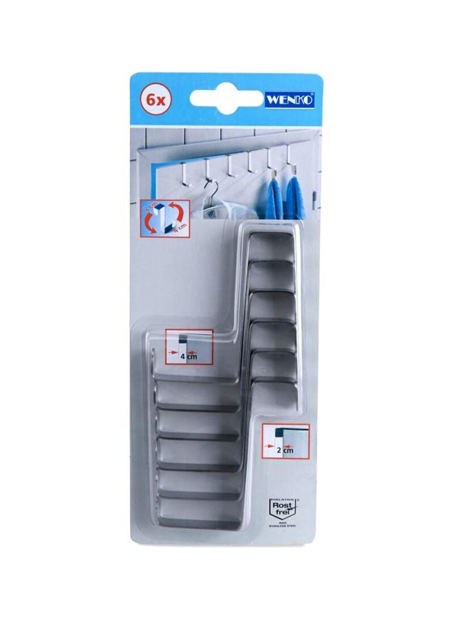 Wenko 6-Piece Door Hook Set Silver