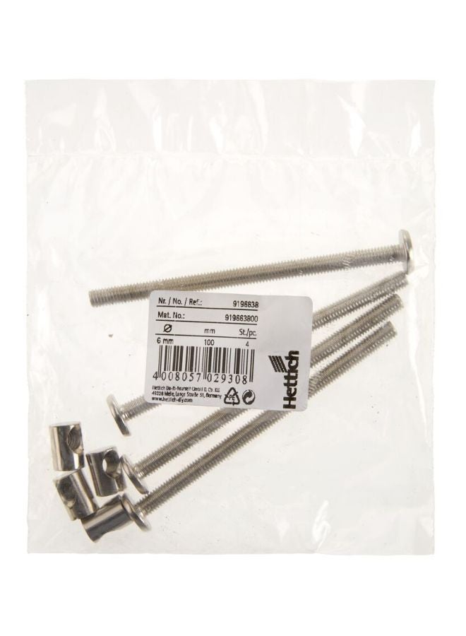 Hettich 4-Piece Clamp Connecting Fitting Silver