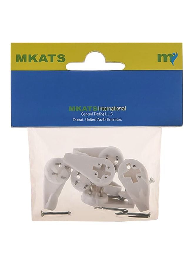 Mkats 6-Piece Plastic Picture Hanger White 6x2.5cm