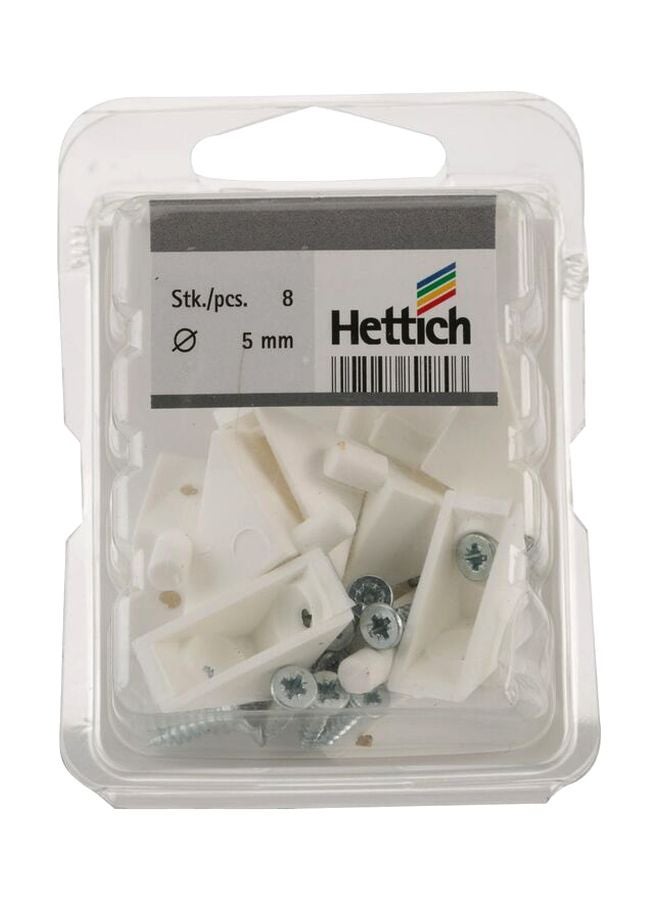 Hettich 8-Piece Shelf Support Screw Set White - Image 1