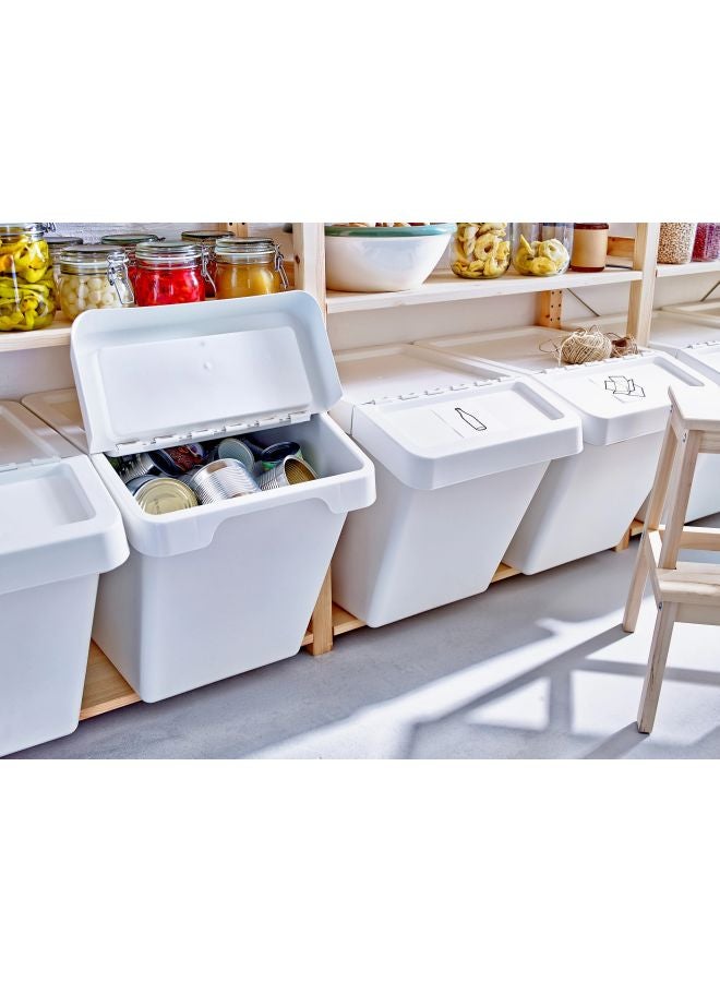 SORTERA Waste Sorting Bin With Lid White 41cm  - Image 2