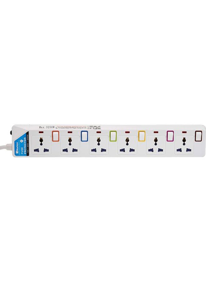 Narken 6-Way Power Strip White/Green/Blue  - Image 2