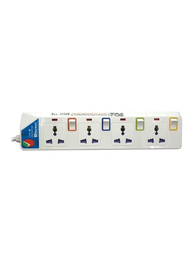 Narken 4 Way Power Strip White/Blue/Green 5meter  - Image 2