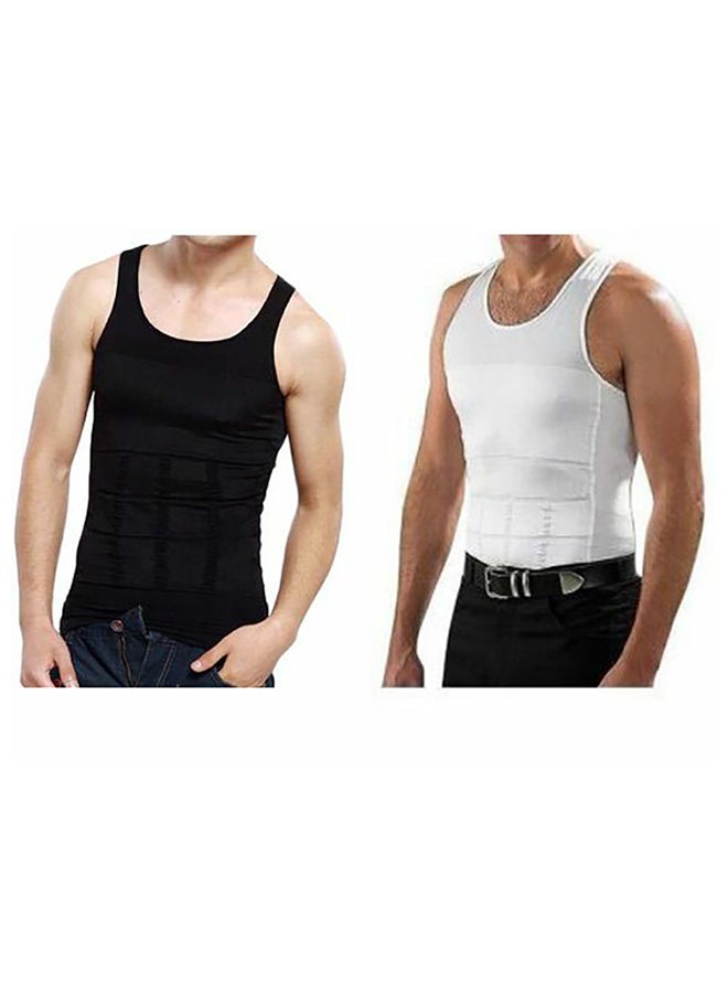 SLIM'N LIFT 2-Piece Sleeveless Slimming Shapewear Undershirts Set Black/White  - Image 1