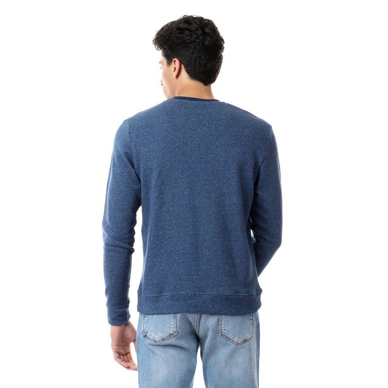 Generic - Cotton V-Neck Long Sleeve Pullover Navy Blue - Image 1