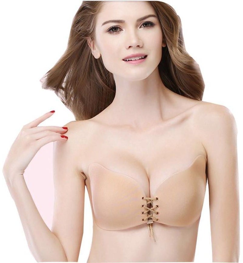 Silicone Adhesive Stick On Invisible Push Up Bra Beige  - Image 2