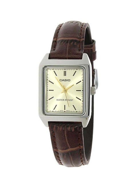 Women's Leather Analog Wrist Watch LTP-V007L-9EUDF - 22 mm - Brown