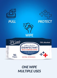 VCare Disinfectant Multipurpose Wipes 48 Sheets 70% Alcohol  - Image 3