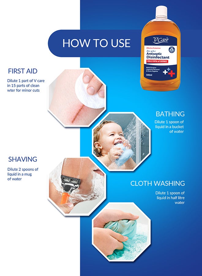 VCare - Antiseptic Disinfectant Liquid 500ml - Image 1