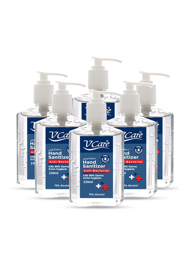 في كير مجموعة غسول يد سعة 250 مل يحتوي على كحول بتركيز 70% مكونة من 6 قطع - Image 1
