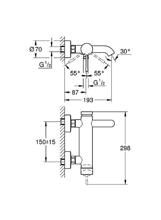 خلاط حمام بمقبض واحد أسود L 298 x W 193 x H 70 - v1602401794/N40968011A_2