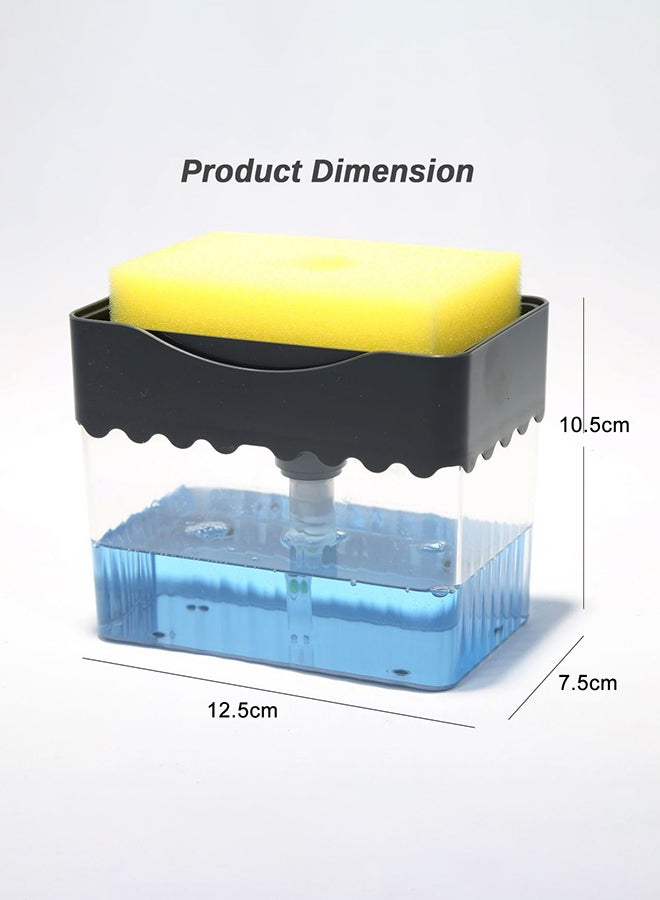 Toshionics 2-in-1 Dishwasher Soap Dispenser With Sponge Black/Clear 11x13x8cm - Image 2