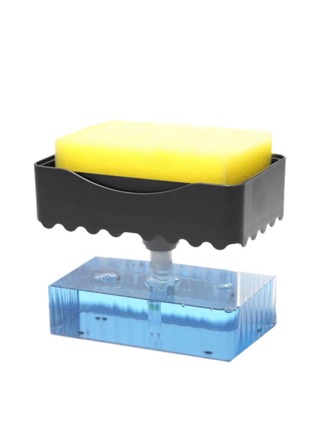 Toshionics 2-in-1 Dishwasher Soap Dispenser With Sponge Black/Clear 11x13x8cm - Image 1