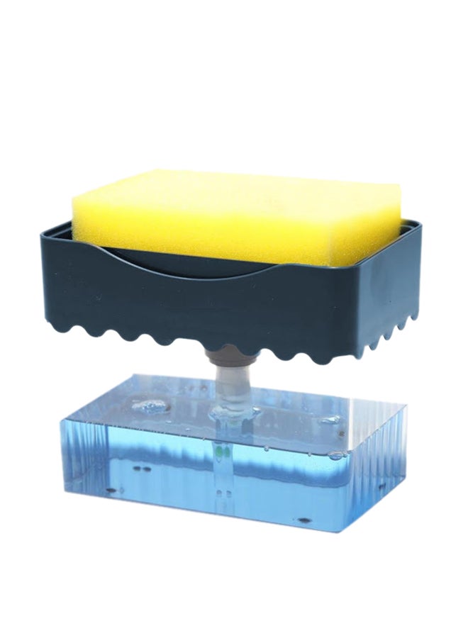 Toshionics 2-in-1 Dishwasher Soap Dispenser With Sponge Blue/Clear 10.5x7.5x12.5cm - Image 1