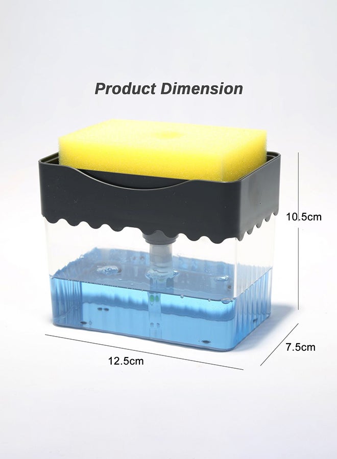 Toshionics 2-in-1 Dishwasher Soap Dispenser With Sponge Blue/Clear 10.5x7.5x12.5cm - Image 2