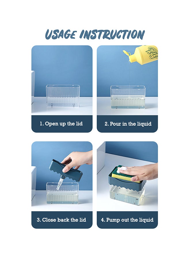 Toshionics 2-in-1 Dishwasher Soap Dispenser With Sponge Black/Clear 11x13x8cm - Image 4