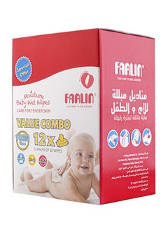 FARLIN Baby Wet Wipes Care for Tender Skin Value Box 12 Packs x 85 Wipes, 1020 Count  - Image 2