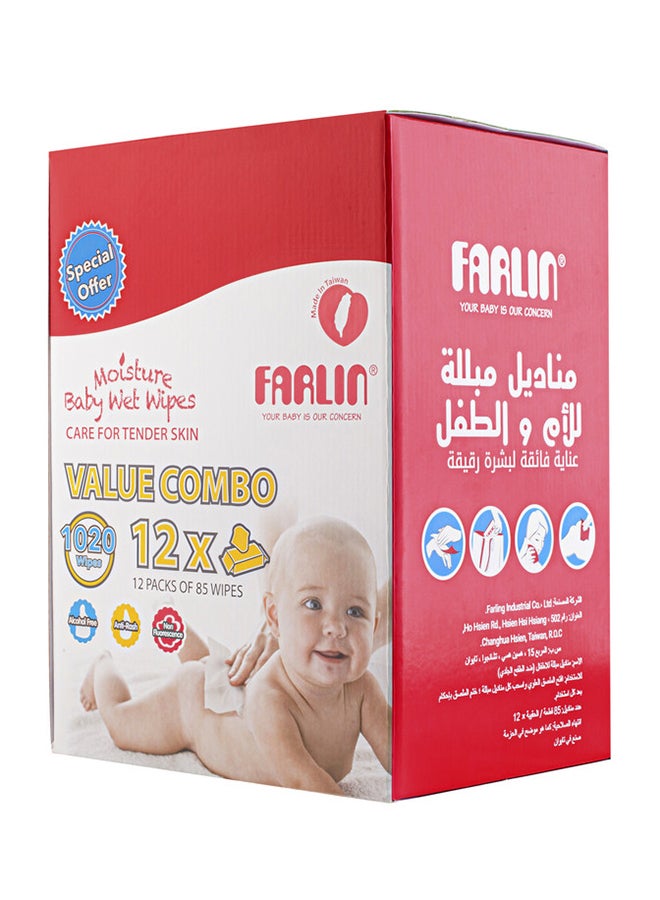 FARLIN - Baby Wet Wipes Care for Tender Skin Value Box 12 Packs x 85 Wipes, 1020 Count - Image 1