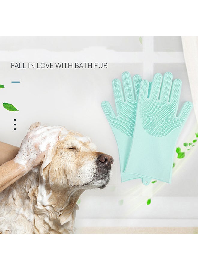Generic Bathing Grooming Pets Gloves Light Green - Image 4