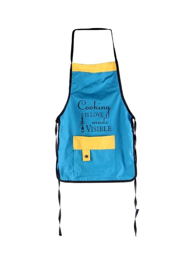Cooking Is Love Printed Apron Blue/Yellow/Black One Size